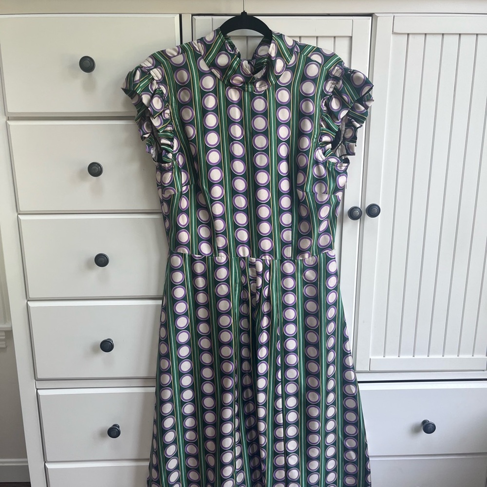 LA DoubleJ Multicolor Geometric Midi Dress